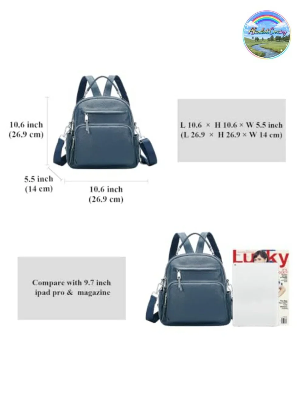 Genuine Leather Convertible Backpack Purse Crossbody Daypack
